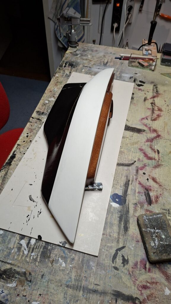 Ship half model on the workbench